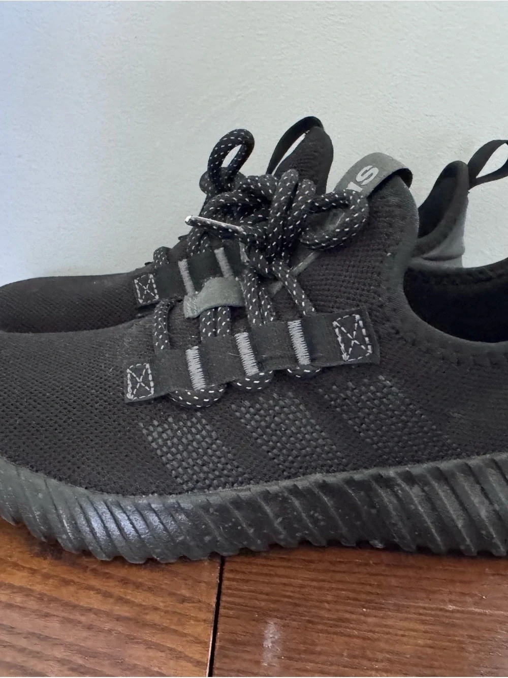 adidas Black Knit Lace-Up Sneakers with Reflective Accents